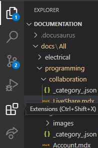 Extensions button in VSCode